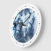 美しい馬のチーム冬の写真 ラージ壁時計 (傾斜)