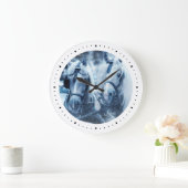 美しい馬のチーム冬の写真 ラージ壁時計 (ホーム)