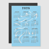 美しい馬のデザイン 2026年 カレンダー マグネットカード (正面/裏面)