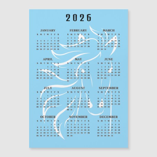 美しい馬のデザイン 2026年 カレンダー マグネットカード (正面)