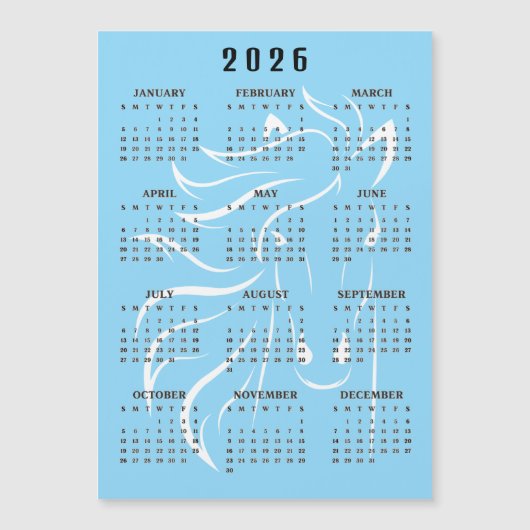 美しい馬のデザイン 2026年 カレンダー マグネットカード (正面)