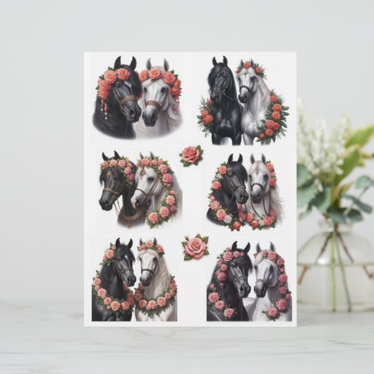 美しい馬のペアにピンクのバラの花輪 (スタンド正面)