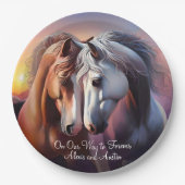 美しい馬のペア永遠の記念日 ペーパープレート (正面)