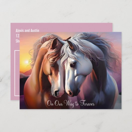 美しい馬のペア永遠の記念日 ポストカード (正面/裏面)