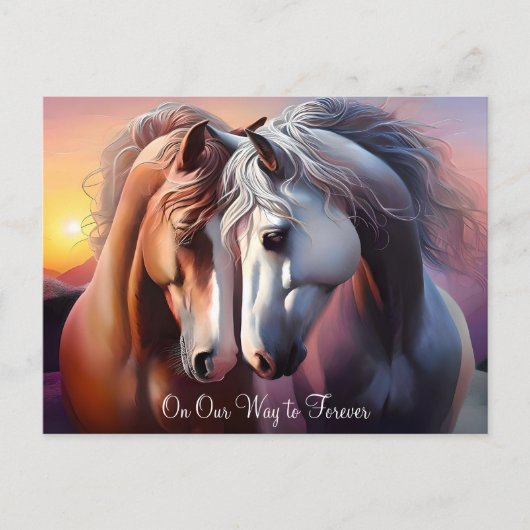 美しい馬のペア永遠の記念日 ポストカード (正面)