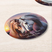 美しい馬のペア永遠の記念日 ラウンドペーパーコースター (アングル)