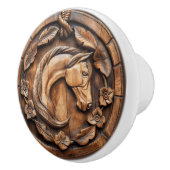 美しい馬のロープの花を刻んだ セラミックノブ (右)