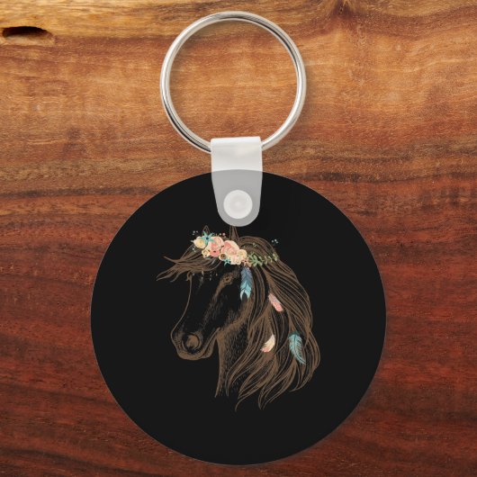美しい馬の手描きアートのための動物愛好家 キーホルダー (裏面)