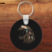 美しい馬の手描きアートのための動物愛好家 キーホルダー (正面)