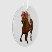 美しい馬の持ち主がレースにクラシック参加 オーナメント (正面)
