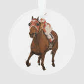 美しい馬の持ち主がレースにクラシック参加 オーナメント (裏面)