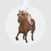 美しい馬の持ち主がレースにクラシック参加 オーナメント (正面)