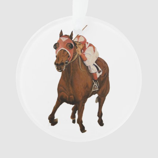 美しい馬の持ち主がレースにクラシック参加 オーナメント (正面)