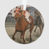 美しい馬の持ち主がレースにクラシック参加 オーナメント (裏面)