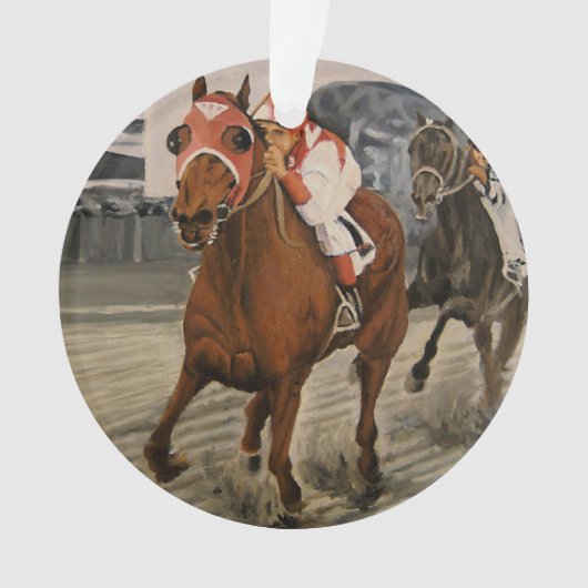 美しい馬の持ち主がレースにクラシック参加 オーナメント (正面)