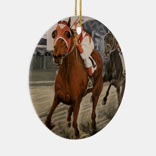美しい馬の持ち主がレースにクラシック参加 セラミックオーナメント (右)