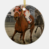 美しい馬の持ち主がレースにクラシック参加 セラミックオーナメント (正面)
