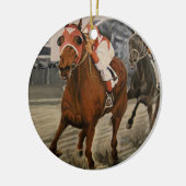 美しい馬の持ち主がレースにクラシック参加 セラミックオーナメント (左)