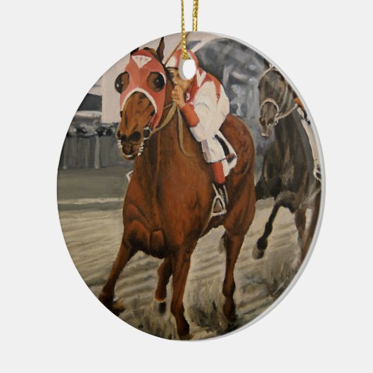 美しい馬の持ち主がレースにクラシック参加 セラミックオーナメント (左)