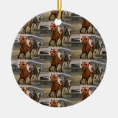 美しい馬の持ち主がレースにクラシック参加 セラミックオーナメント (正面)