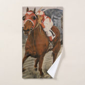 美しい馬の持ち主がレースにクラシック参加 バスタオルセット (ハンドタオル)
