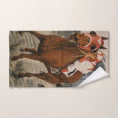 美しい馬の持ち主がレースにクラシック参加 バスタオルセット (ハンドタオル)