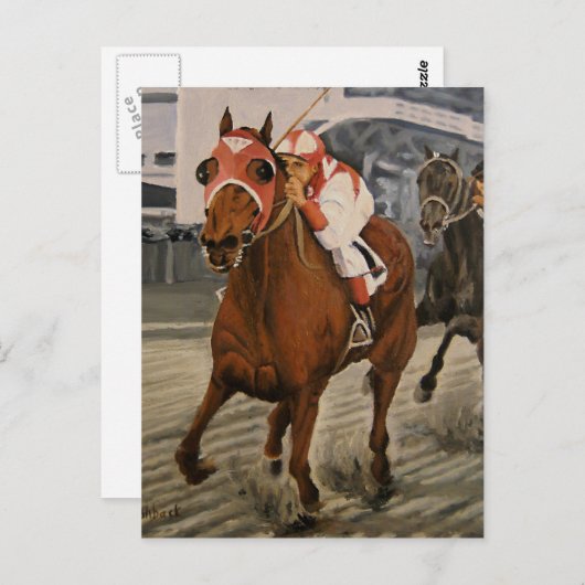 美しい馬の持ち主がレースにクラシック参加 ポストカード (正面/裏面)