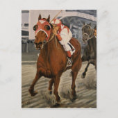 美しい馬の持ち主がレースにクラシック参加 ポストカード (正面)