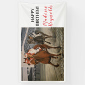 美しい馬の持ち主がレースにクラシック参加 横断幕 (縦)