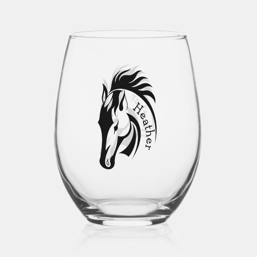 美しい馬の熱ワイングラス ステムなしワイングラス (正面)