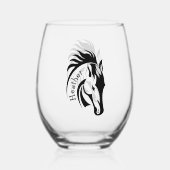 美しい馬の熱ワイングラス ステムなしワイングラス (裏面)