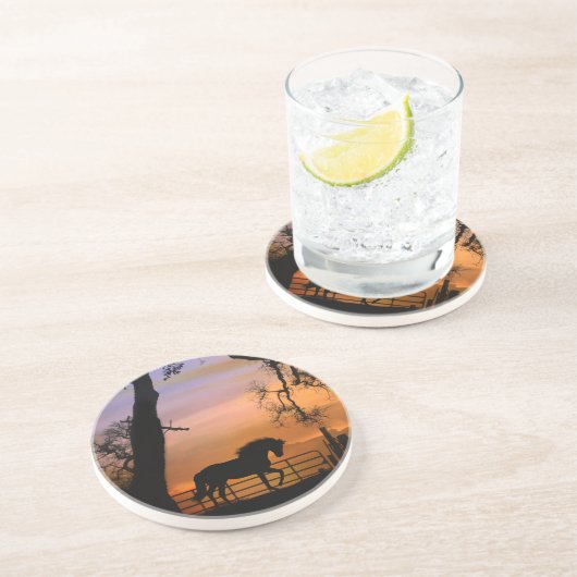 美しい馬の砂岩コースター コースター (側面)