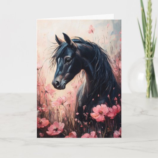 美しい馬の赤面ピンクの野生の花 カード (正面)