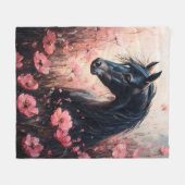 美しい馬の赤面ピンクの野生の花 フリースブランケット (正面(横))