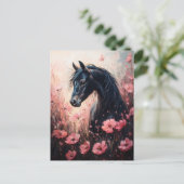 美しい馬の赤面ピンクの野生の花 ポストカード (スタンド正面)