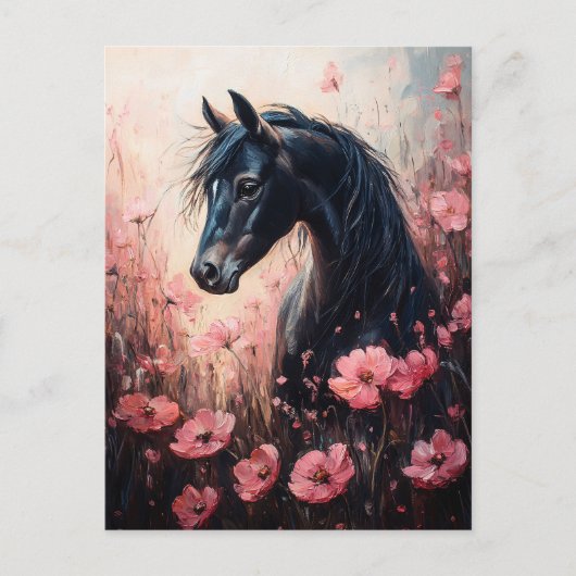 美しい馬の赤面ピンクの野生の花 ポストカード (正面)