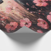 美しい馬の赤面ピンクワイルドフラワーデコップページ ラッピングペーパー (角)