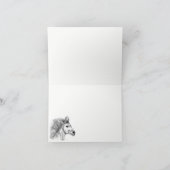 美しい馬の鉛筆のスケッチグリーティングカード カード (内部)