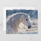 美しい馬の雪の季節の挨拶カード シーズンポストカード (正面/裏面)