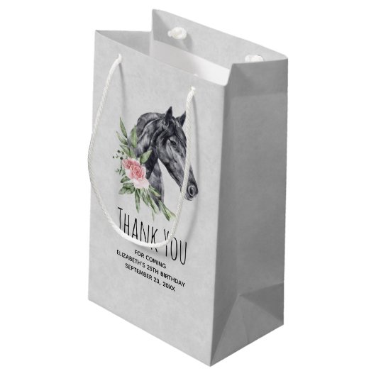 美しい馬の頭のポートレート水の色ありがとう スモールペーパーバッグ (裏面アングル)