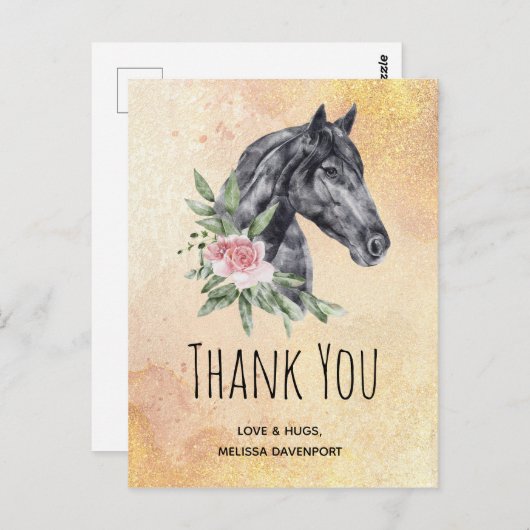 美しい馬の頭のポートレート水の色ありがとう ポストカード (正面/裏面)