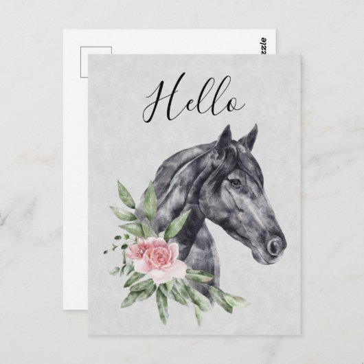 美しい馬の頭のポートレート水の色こんにちは ポストカード (正面/裏面)