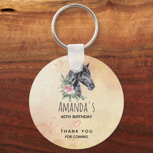 美しい馬の頭のポートレート水の色誕生日 キーホルダー (正面)