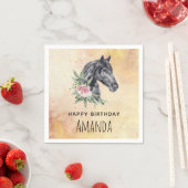 美しい馬の頭のポートレート水の色誕生日 スタンダードカクテルナプキン (インサイチュ)