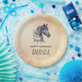 美しい馬の頭のポートレート水の色誕生日 ペーパープレート (パーティー)