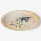 美しい馬の頭のポートレート水の色誕生日 ペーパープレート (アングル)