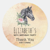 美しい馬の頭のポートレート水の色誕生日 ラウンドシール (正面)