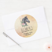 美しい馬の頭のポートレート水の色誕生日 ラウンドシール (封筒)