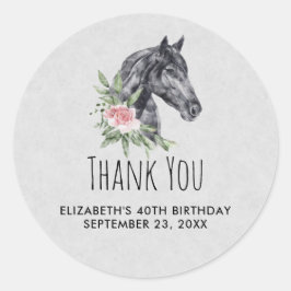 美しい馬の頭のポートレート水の色誕生日 ラウンドシール