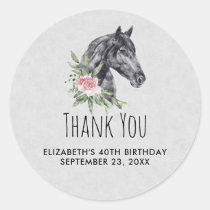 美しい馬の頭のポートレート水の色誕生日 ラウンドシール
